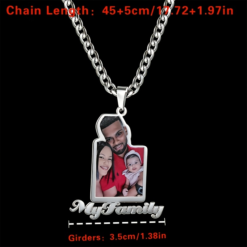 Custom Engraved Stainless Steel Name Necklace with Photo